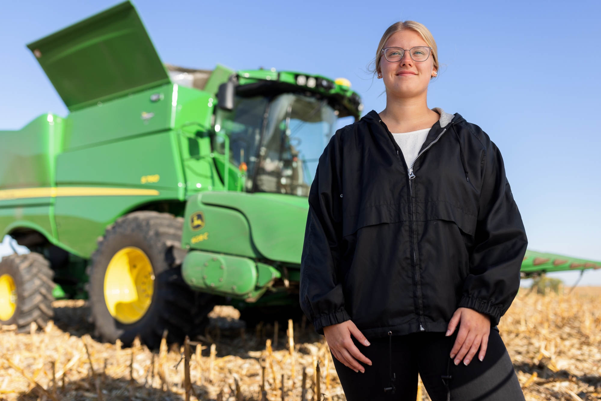 Student with combine