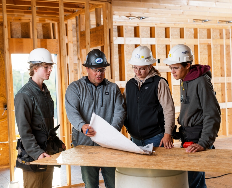 Construction Technology instructor and students